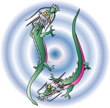 Foto de Dragones estilo japonés, personajes de dibujos animados asiáticos - Imagen libre de derechos