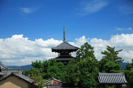 Foto de Vista del Templo Horyu-ji, Tesoro Nacional de Japón - Imagen libre de derechos