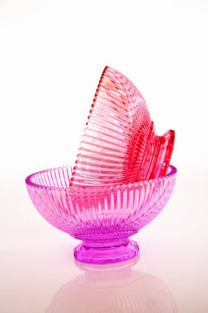Photo for Two glass bowls on background, close up - Royalty Free Image