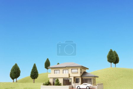 Téléchargez les photos : Rendu 3D d'un modèle de petite maison - en image libre de droit