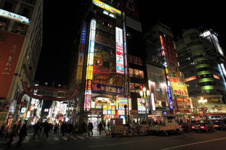 Night time city view with outdoor advertisement