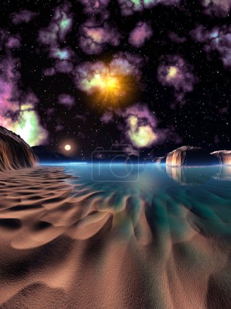 Foto de 2d ilustración creativa de hermoso fondo de espacio de ciencia ficción - Imagen libre de derechos