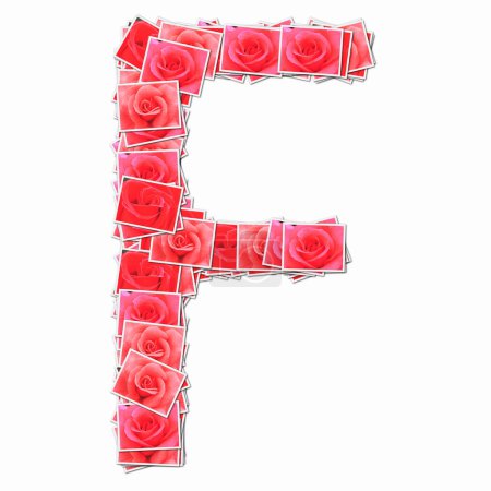 Téléchargez les photos : Symbole F fait de cartes à jouer avec des roses rouges - en image libre de droit