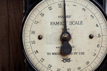 Photo for Vintage pressure meter on wooden surface. - Royalty Free Image