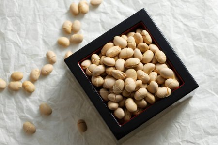 beans for mame-maki (bean-throwing) on table. Image of Setsubun, japanese traditional event