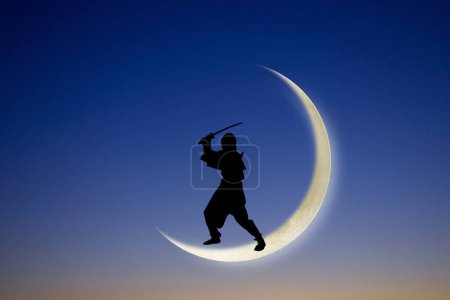 Foto de Ninja en la luna en el cielo. - Imagen libre de derechos