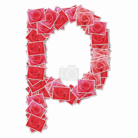 Photo for Symbol P made of playing cards with red roses - Royalty Free Image