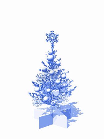 Photo for 3 d rendering of blue christmas tree isolated on white background - Royalty Free Image