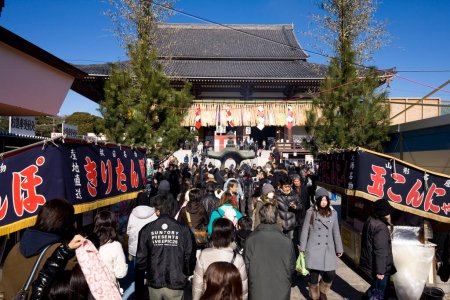 Photo for People near Nishiarai Daishi Sojiji Temple in Nishiarai - Royalty Free Image
