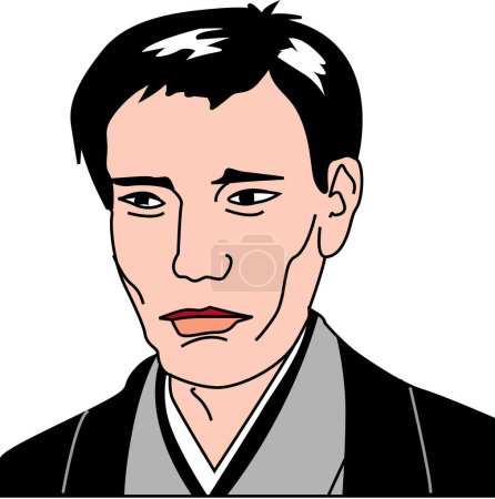 Téléchargez les photos : Homme personnage de dessin animé isolé sur fond blanc, illustration colorée dans un style asiatique. - en image libre de droit