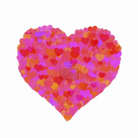 Téléchargez les photos : Aquarelle rouge coeur fait de coeurs, illustration - en image libre de droit