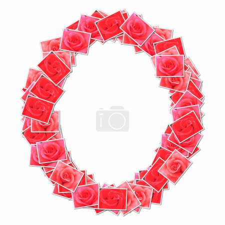 Téléchargez les photos : Symbole O fait de cartes à jouer avec des roses rouges - en image libre de droit