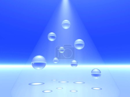 Photo for Blue light background with water drops and bubbles - Royalty Free Image