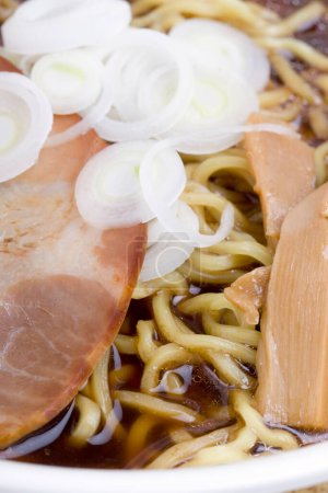 tasty japanese ramen noodles with pork and Menma
