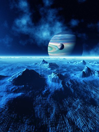 Téléchargez les photos : Planète extra-terrestre. Rendu 3d - en image libre de droit