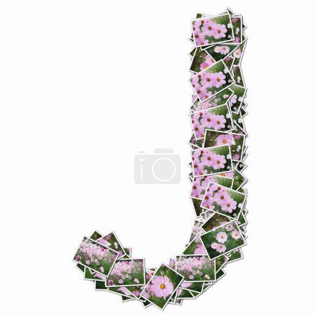 Photo for Symbol J made of playing cards with pink flowers - Royalty Free Image
