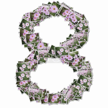 Téléchargez les photos : Symbole 8 fait de cartes à jouer avec des fleurs roses - en image libre de droit