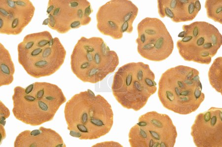 Photo for Crispy cookies with pumpkin seeds isolated on white background - Royalty Free Image
