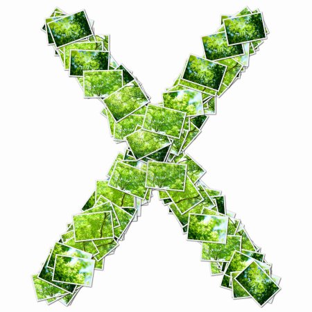 Foto de Símbolo X hecho de naipes con árboles verdes - Imagen libre de derechos