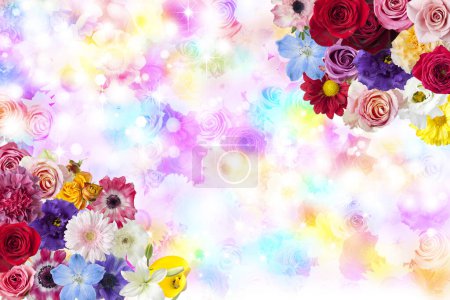 Foto de Fondo de flores de colores, tarjeta con flores de acuarela - Imagen libre de derechos