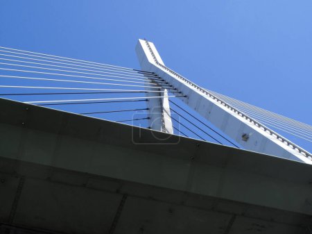 Photo for Tempozan Bridge. It is a cable-stayed bridge with harp design in Osaka, Japan. - Royalty Free Image
