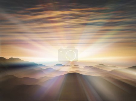 Téléchargez les photos : Magnifique coucher de soleil dans les montagnes - en image libre de droit