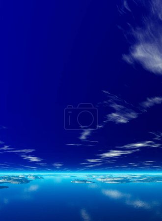 Téléchargez les photos : Ciel bleu avec nuages et mer - en image libre de droit
