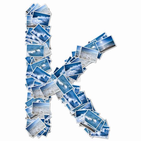 Photo for Symbol K made of playing cards with seascape and sandy beach - Royalty Free Image