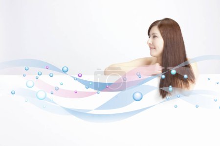 Photo for Girl and abstract background of waves - Royalty Free Image