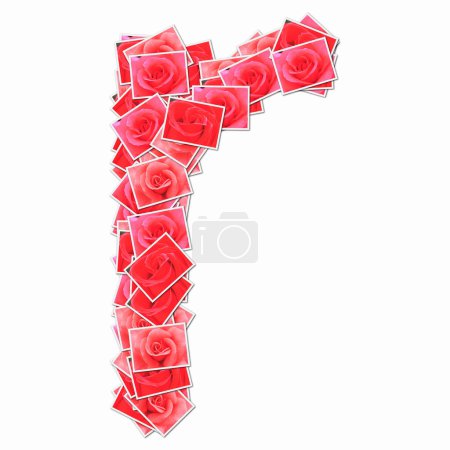 Photo for Symbol R made of playing cards with red roses - Royalty Free Image