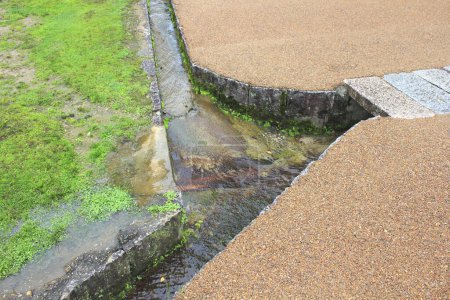 Téléchargez les photos : L'eau coule sur le canal dans la vieille ville - en image libre de droit