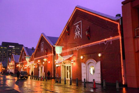 Photo for Historic red brick warehouses in Hakodate, Hokkaido, Japan - Royalty Free Image
