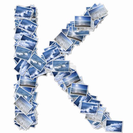 Photo for Symbol K made of playing cards with seascape and sandy beach - Royalty Free Image