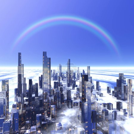 Foto de 3d ilustración de ciudad futurista - ilustración de fantasía - Imagen libre de derechos