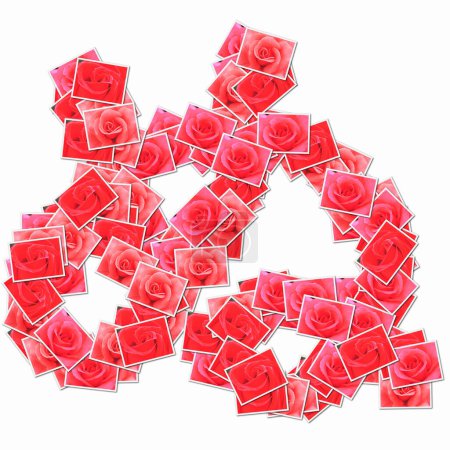 Téléchargez les photos : Hiéroglyphe japonais fait de cartes à jouer avec des roses rouges - en image libre de droit