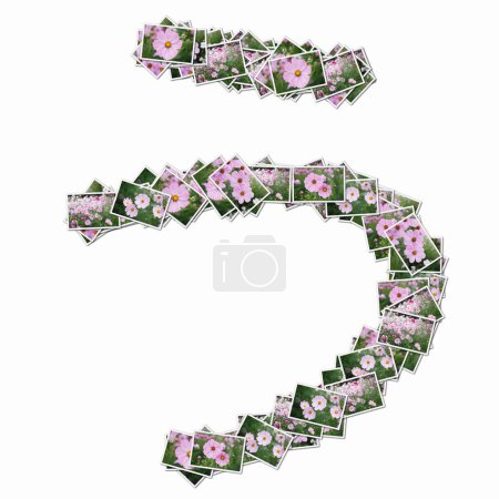 Foto de Jeroglífico japonés hecho de cartas con flores rosas - Imagen libre de derechos