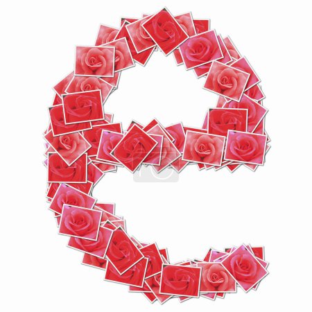 Téléchargez les photos : Symbole E fait de cartes à jouer avec des roses rouges - en image libre de droit