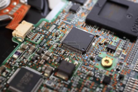 Photo for Electronic computer circuit board on background, close up - Royalty Free Image
