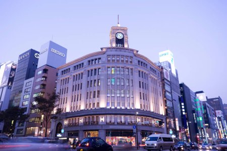 Photo for The Ginza District at Wako Department store. The district offers high end retail shopping. - Royalty Free Image
