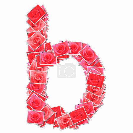 Téléchargez les photos : Symbole B fait de cartes à jouer avec des roses rouges - en image libre de droit