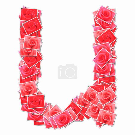 Foto de Símbolo U hecho de cartas con rosas rojas - Imagen libre de derechos