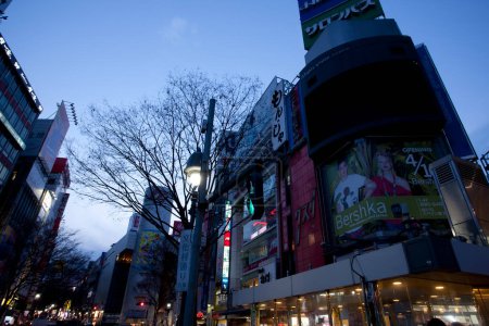 Photo for Twilight view of illuminated street at Tokyo city, Japan - Royalty Free Image