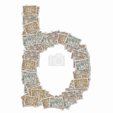 Foto de Símbolo B hecho de cartas con billetes de dinero - Imagen libre de derechos