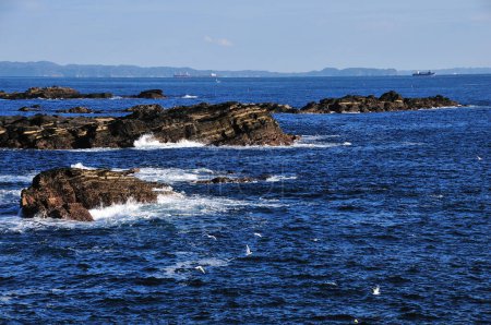 Téléchargez les photos : Belle vue sur les vagues de mer éclaboussant sur les rochers. - en image libre de droit