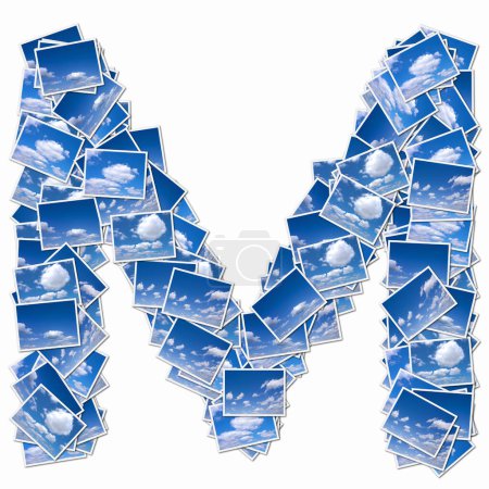 Photo for Symbol M made of playing cards with blue cloudy sky - Royalty Free Image