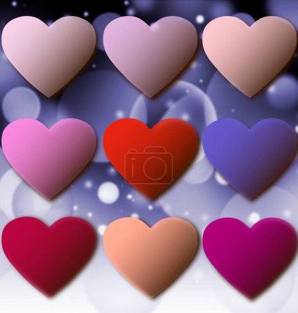 Téléchargez les photos : Beau fond créatif avec des cœurs colorés, fond de Saint-Valentin - en image libre de droit