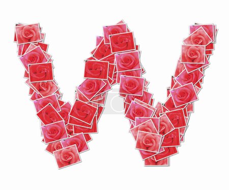 Photo for Symbol W made of playing cards with red roses - Royalty Free Image