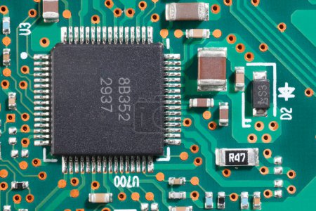 Foto de Placa de circuito fondo de la computadora. tablero de alta tecnología. - Imagen libre de derechos