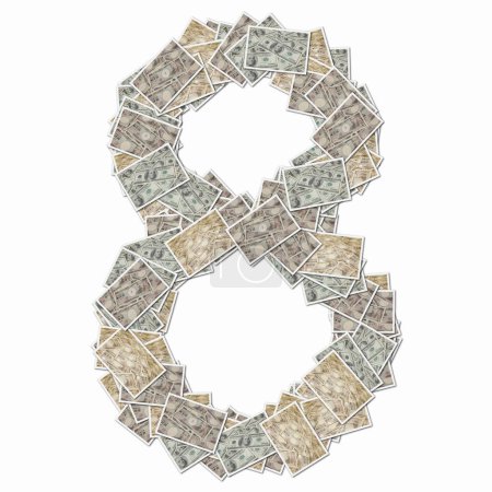 Foto de Símbolo 8 hecho de cartas con billetes de dinero - Imagen libre de derechos