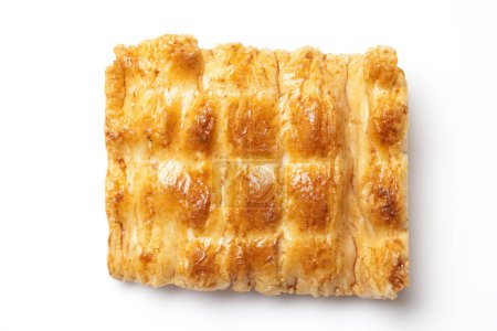 close-up view of traditional japanese senbei rice cracker on white background                                          